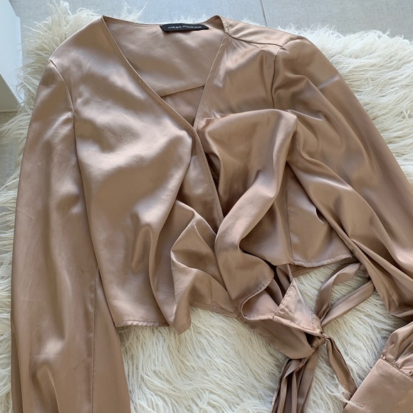 naked wardrobe Tops - silk naked wardrobe tie crop top